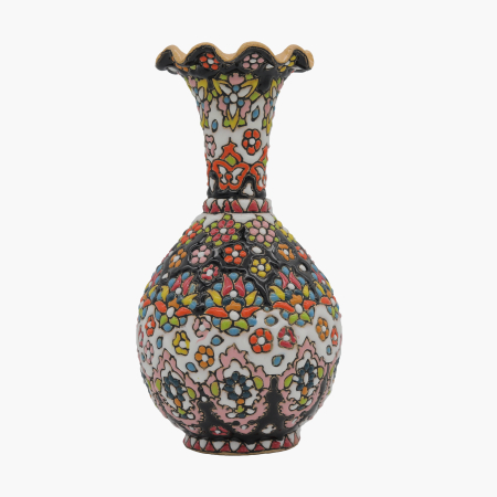 گلدان میناکاری شاه رضایی لبه هلالی